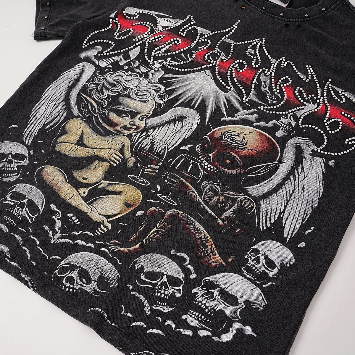 SAINT Angel & Devil 3035 Short-Sleeve Graphic T-Shirt ¡ª detail