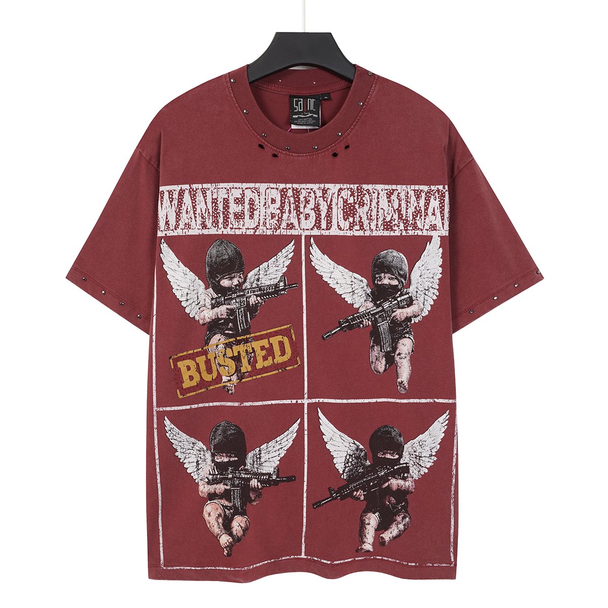 SAINT Rhinestone Distressed Graphic T-Shirt ¡ª hero