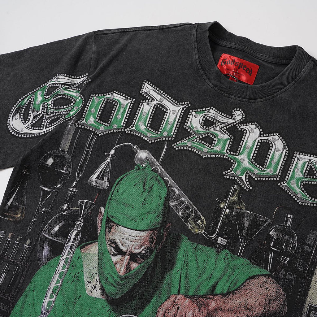 Godspeed Washed Black Rock Graphic T-Shirt ¡ª detail