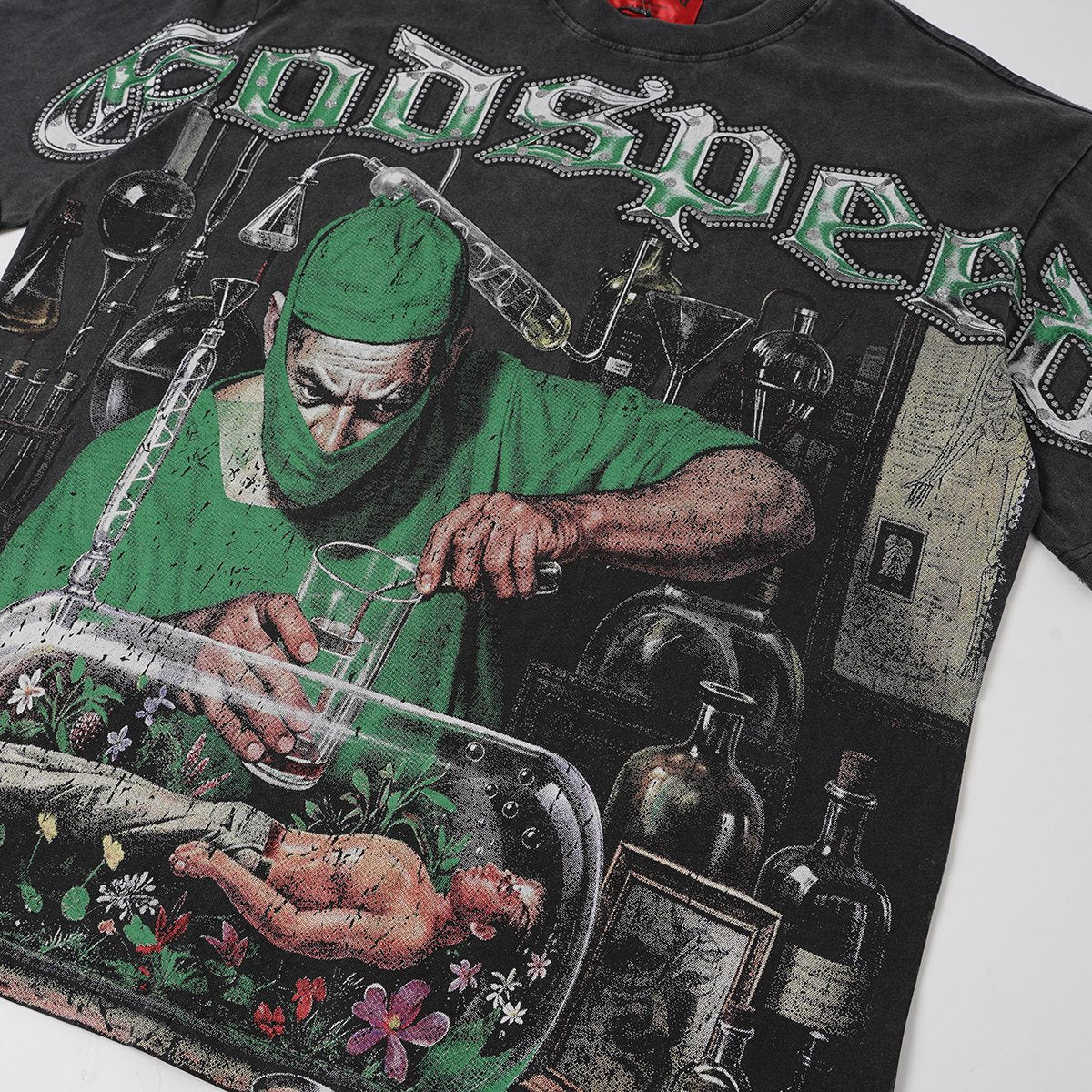 Godspeed Washed Black Rock Graphic T-Shirt ¡ª detail