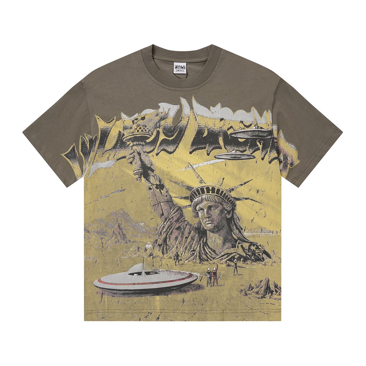 VALLEY Olive Statue of Liberty Graphic Short-Sleeve T-Shirt ¡ª hero