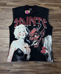 SAINT Washed Black Rhinestone Rock Graphic Sleeveless T-Shirt ¡ª hero