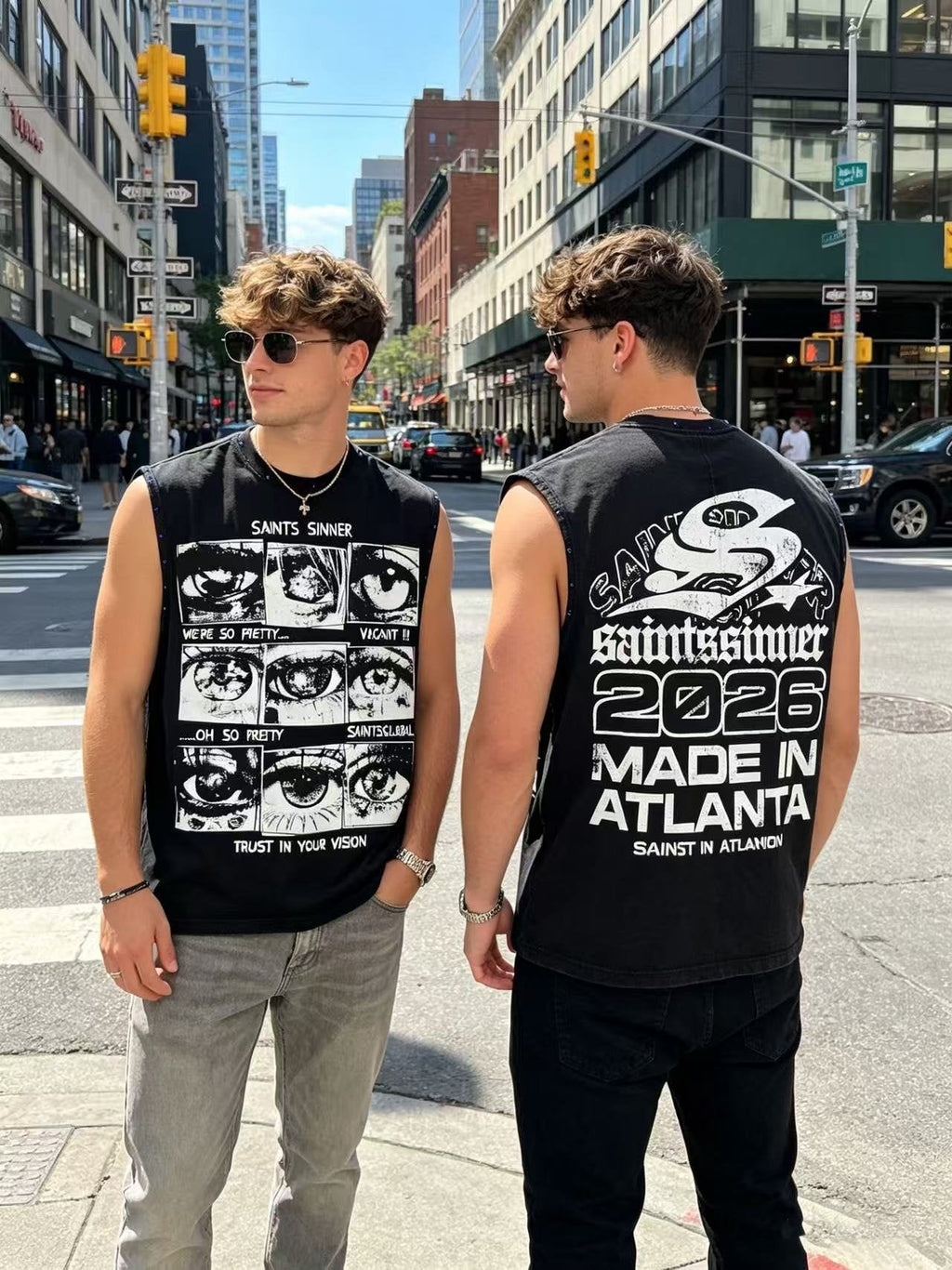 SAINT Sinner Washed Graphic Sleeveless T-Shirt ¡ª context