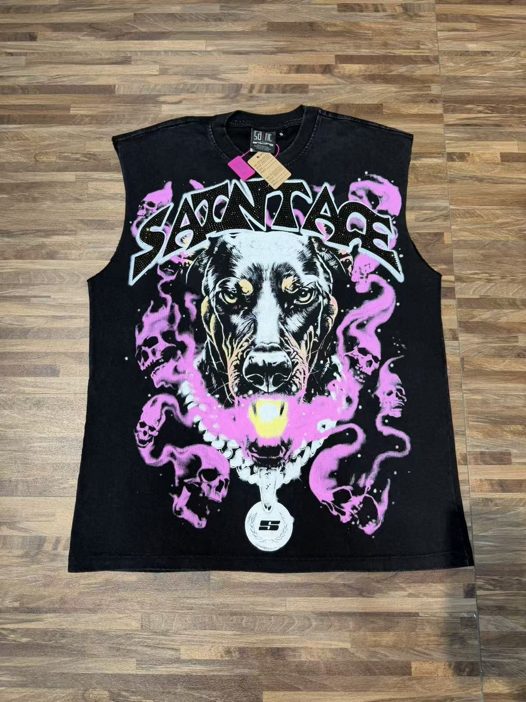 SAINT Dog Graphic Sleeveless T-Shirt ¡ª front