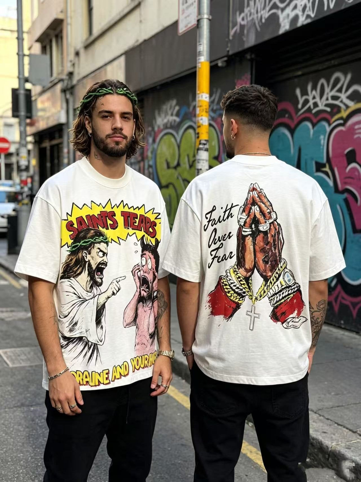 SAINT P53 Rhinestone Graphic T-Shirt ¡ª context