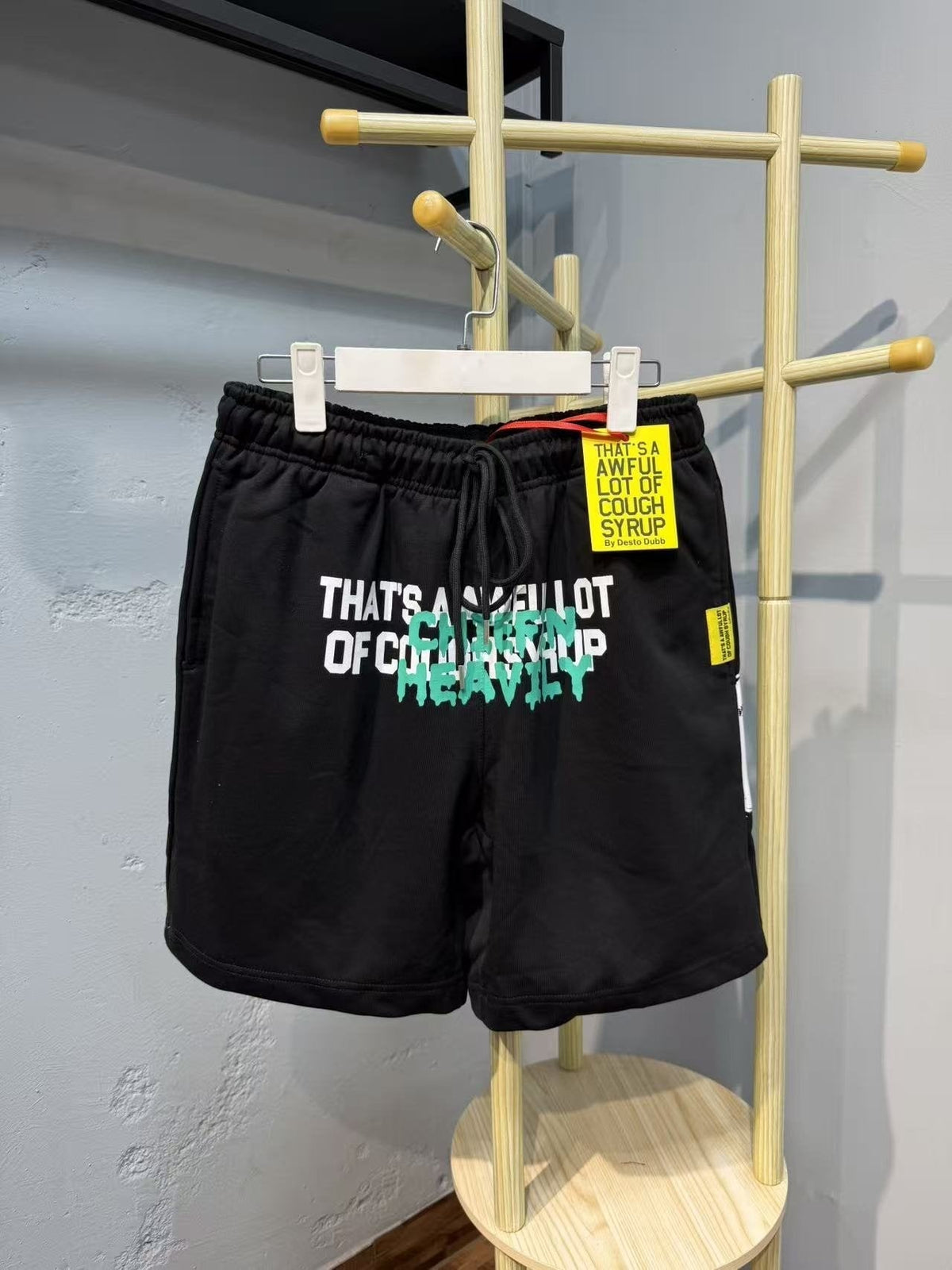 THAT'S A AWFUL LOT OF COUGH SYRUP Drawstring Graphic Shorts ¡ª context