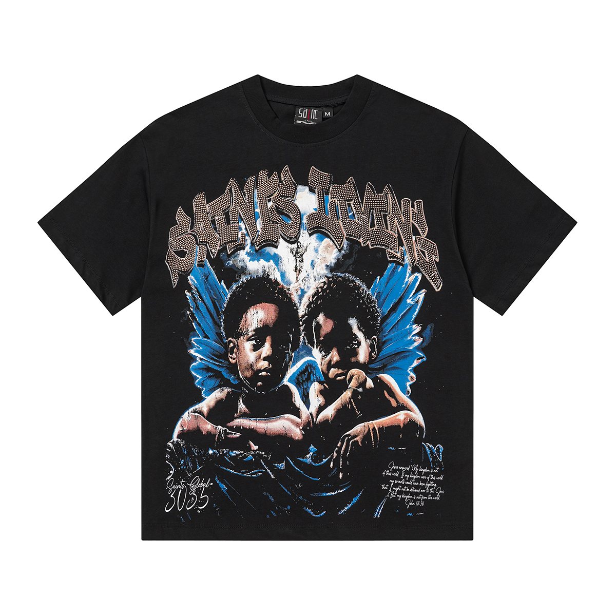 SAINT Rhinestone Graphic Short-Sleeve T-Shirt ¡ª front