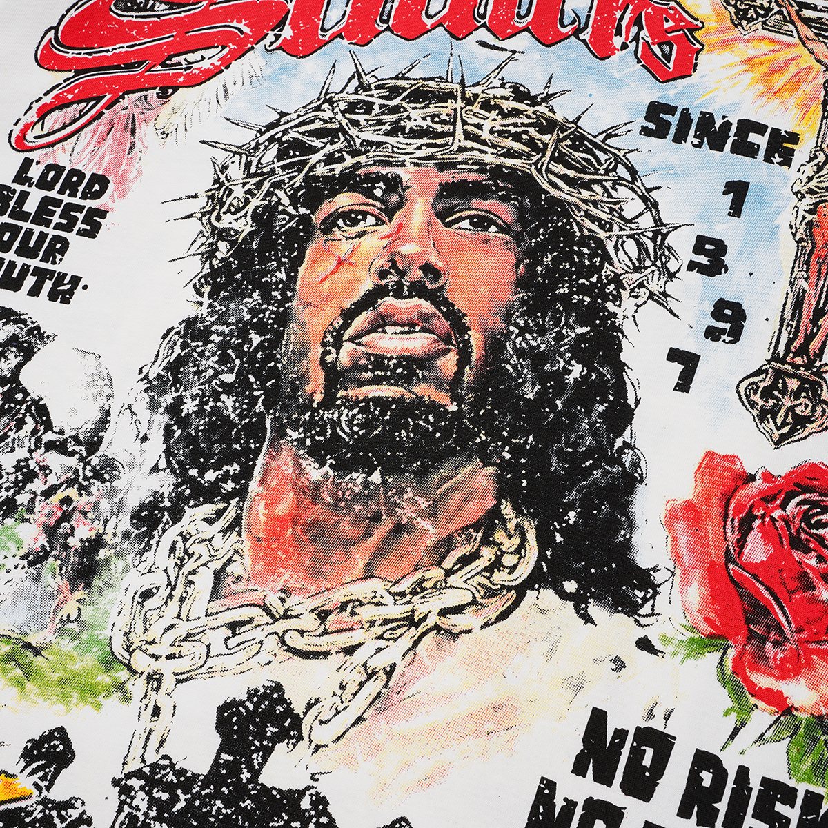 SAINT Religious-Inspired Graphic Short-Sleeve T-Shirt ¡ª detail
