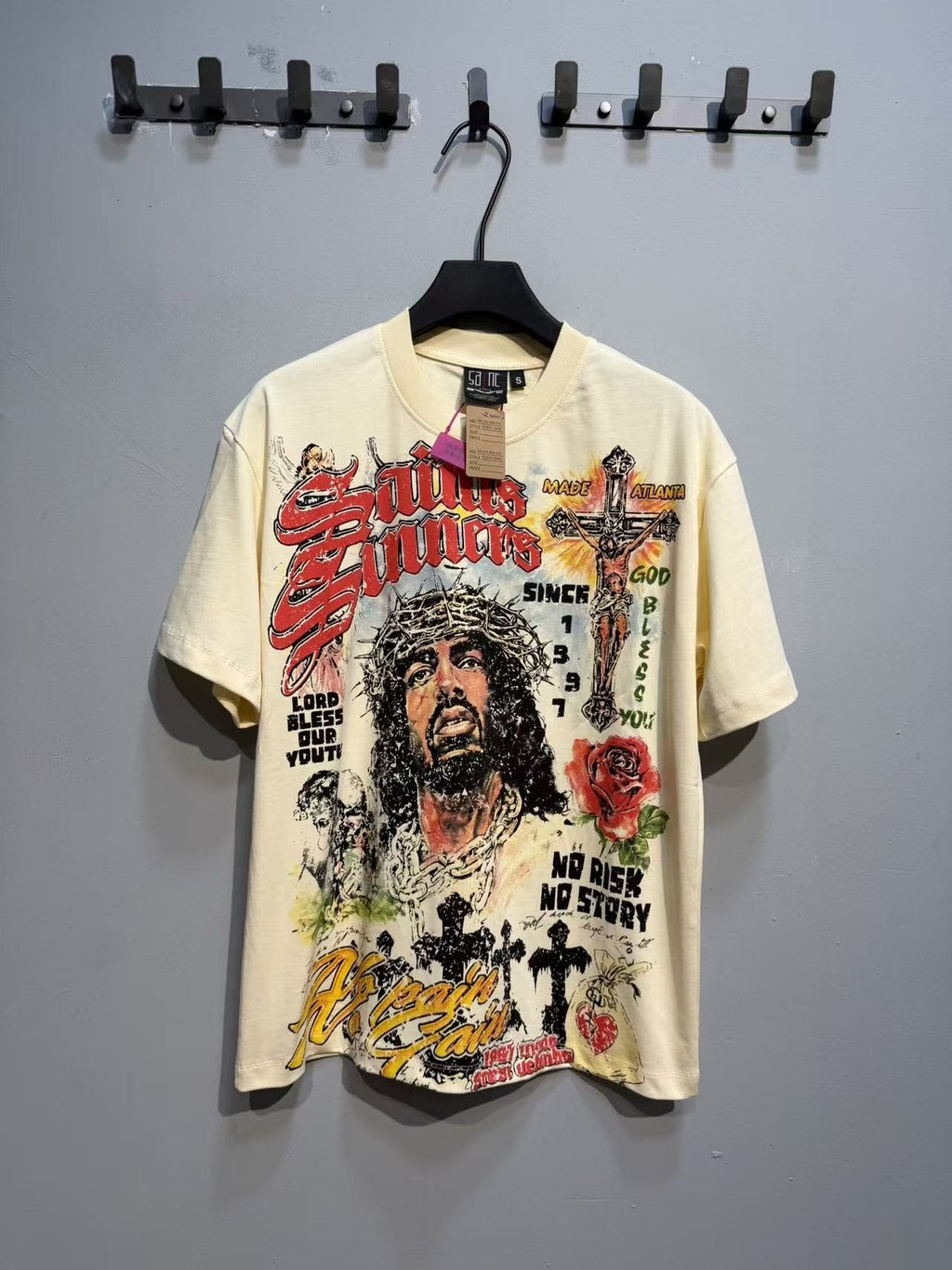 SAINT Religious-Inspired Graphic Short-Sleeve T-Shirt ¡ª front