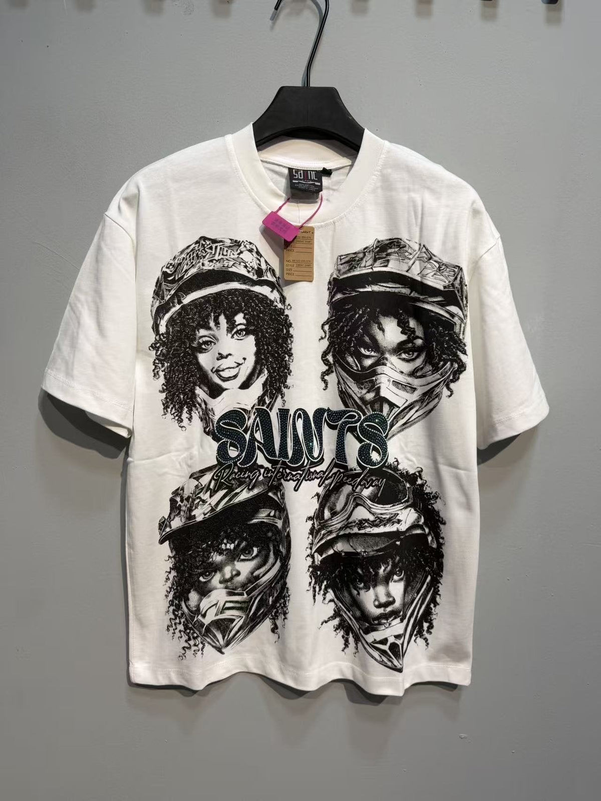 SAINT Racing Portrait Rhinestone Short-Sleeve T-Shirt ¡ª front