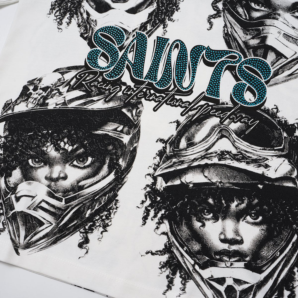 SAINT Racing Portrait Rhinestone Short-Sleeve T-Shirt ¡ª detail