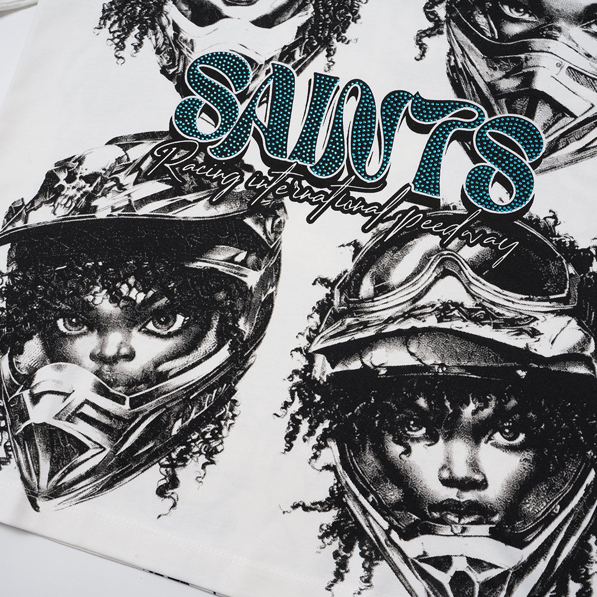SAINT Racing Portrait Rhinestone Short-Sleeve T-Shirt ¡ª detail
