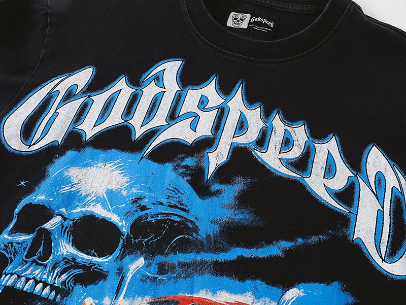 Godspeed Washed Black Truck Skull Graphic T-Shirt ¡ª detail