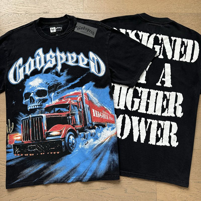 Godspeed Washed Black Truck Skull Graphic T-Shirt ¡ª comparison