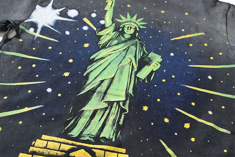 VALE USA Washed Black Rhinestone Graphic T-Shirt ¡ª detail