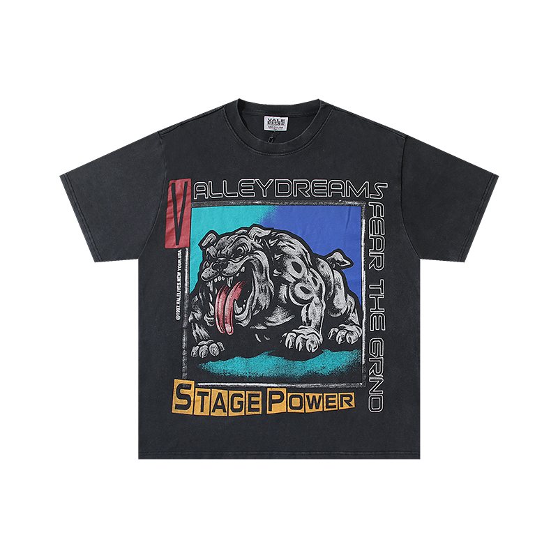 VALE USA Bulldog Graphic Washed Black T-Shirt ¡ª hero