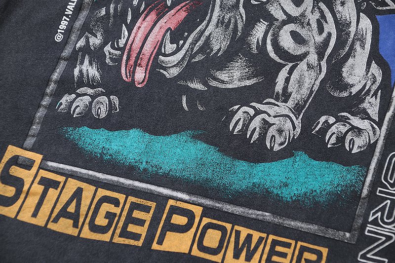 VALE USA Bulldog Graphic Washed Black T-Shirt ¡ª detail
