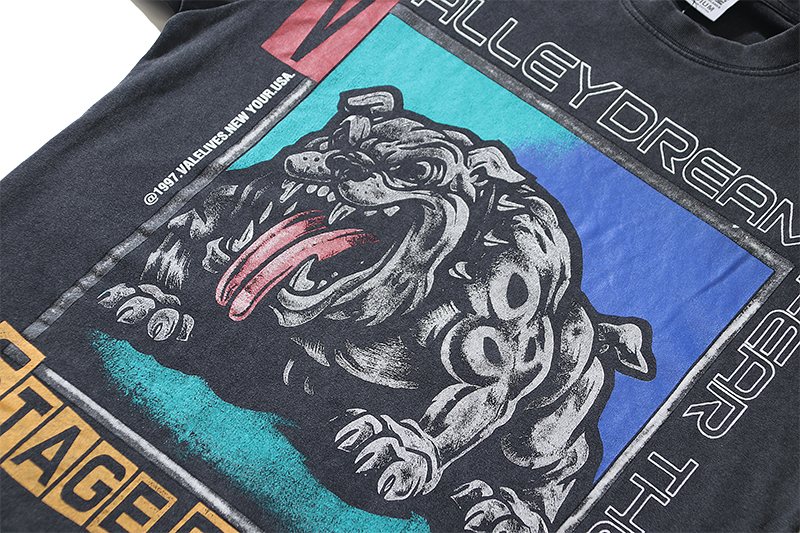 VALE USA Bulldog Graphic Washed Black T-Shirt ¡ª detail