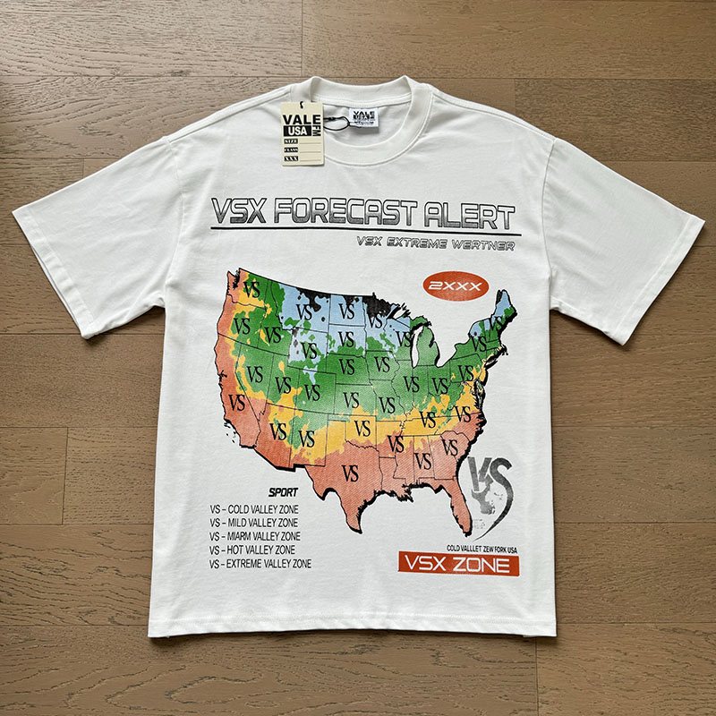 VALE USA Forecast Alert Weather Map Graphic T-Shirt ¡ª front