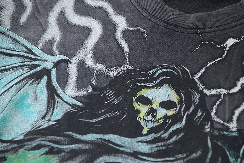 VALE USA Grim Reaper Graphic T-Shirt - Charcoal Black ¡ª detail
