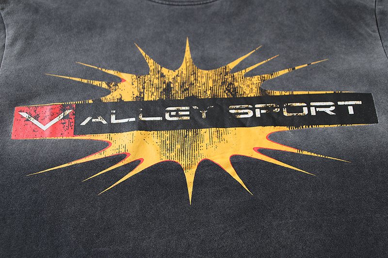 VALE USA Washed Charcoal Sport Crest Graphic T-Shirt ¡ª detail