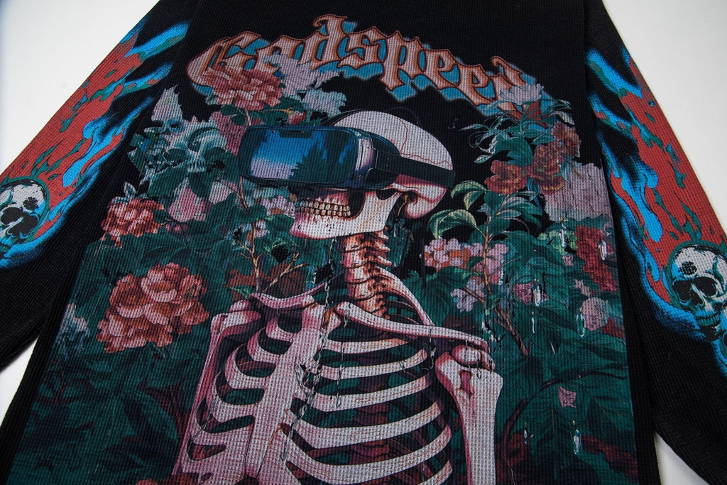 Godspeed Skeleton Floral Long-Sleeve T-Shirt ¡ª detail