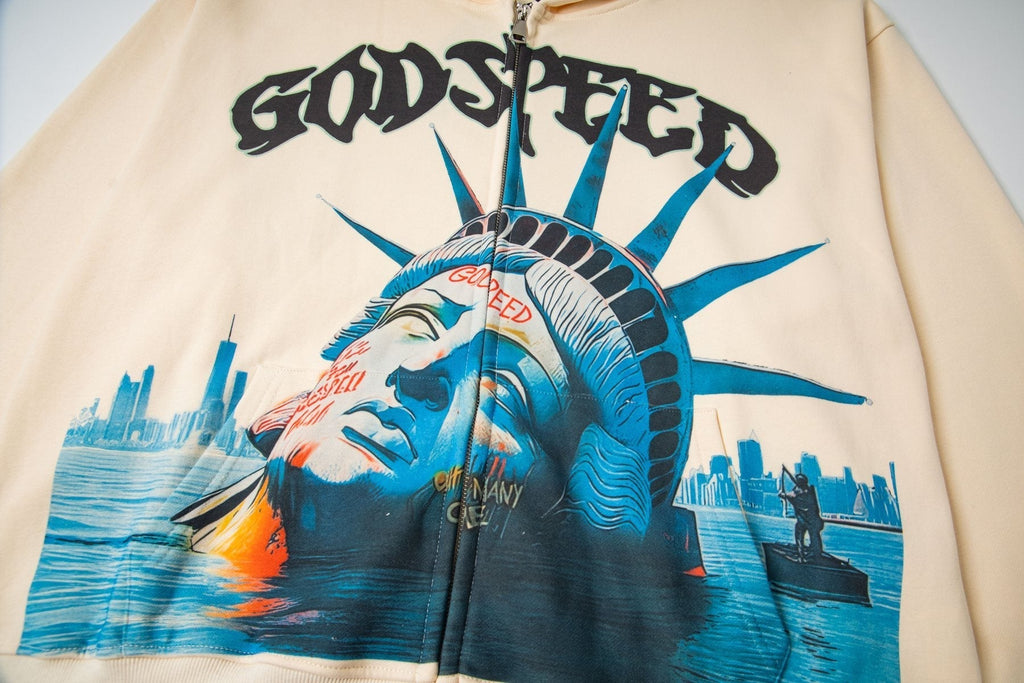 Godspeed Statue of Liberty Sun-Eye Zip Hoodie ¡ª detail