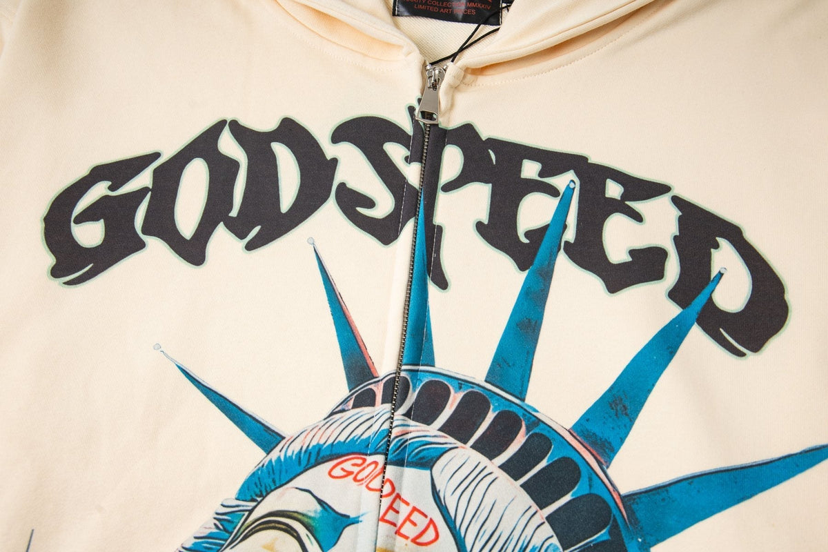 Godspeed Statue of Liberty Sun-Eye Zip Hoodie ¡ª detail