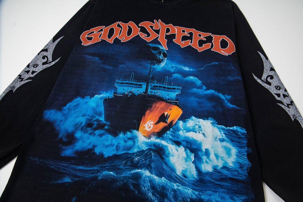 Godspeed Ship Graphic Long-Sleeve T-Shirt ¡ª detail