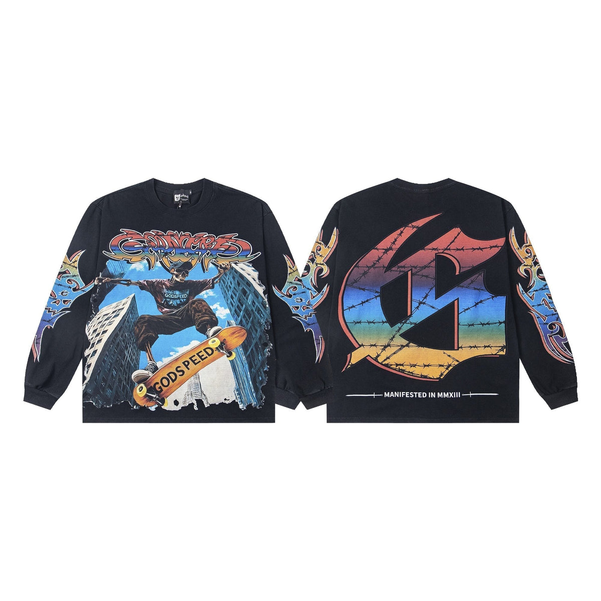 Godspeed White Ink Graphic Long-Sleeve T-Shirt ¡ª hero