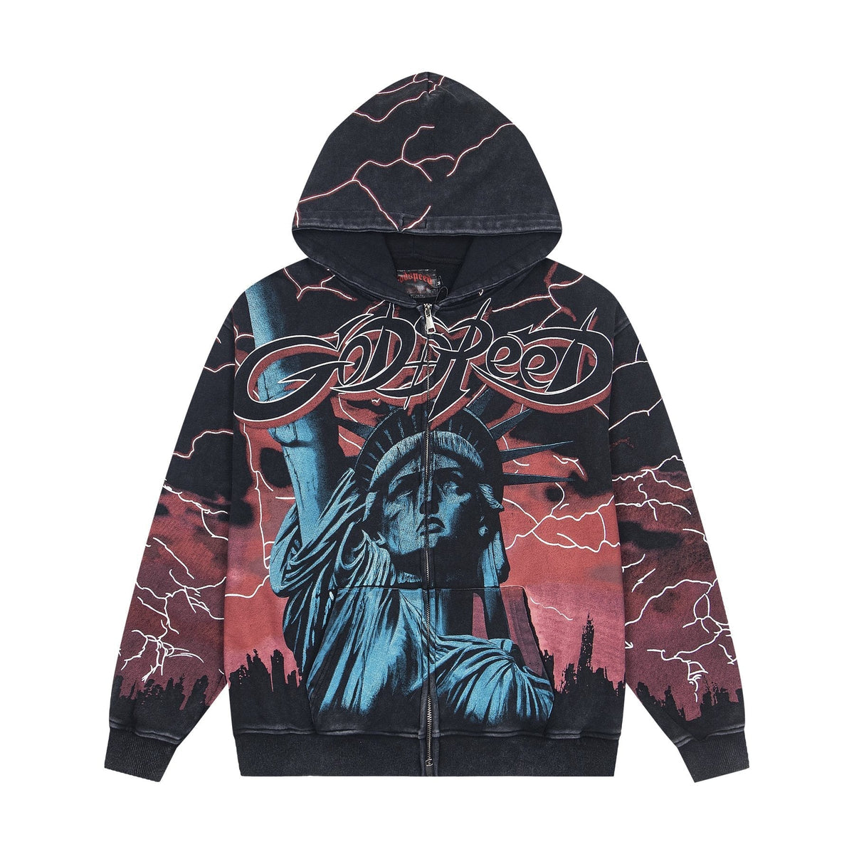 Godspeed Out of Many One All-Over Print Zip Hoodie ¡ª front