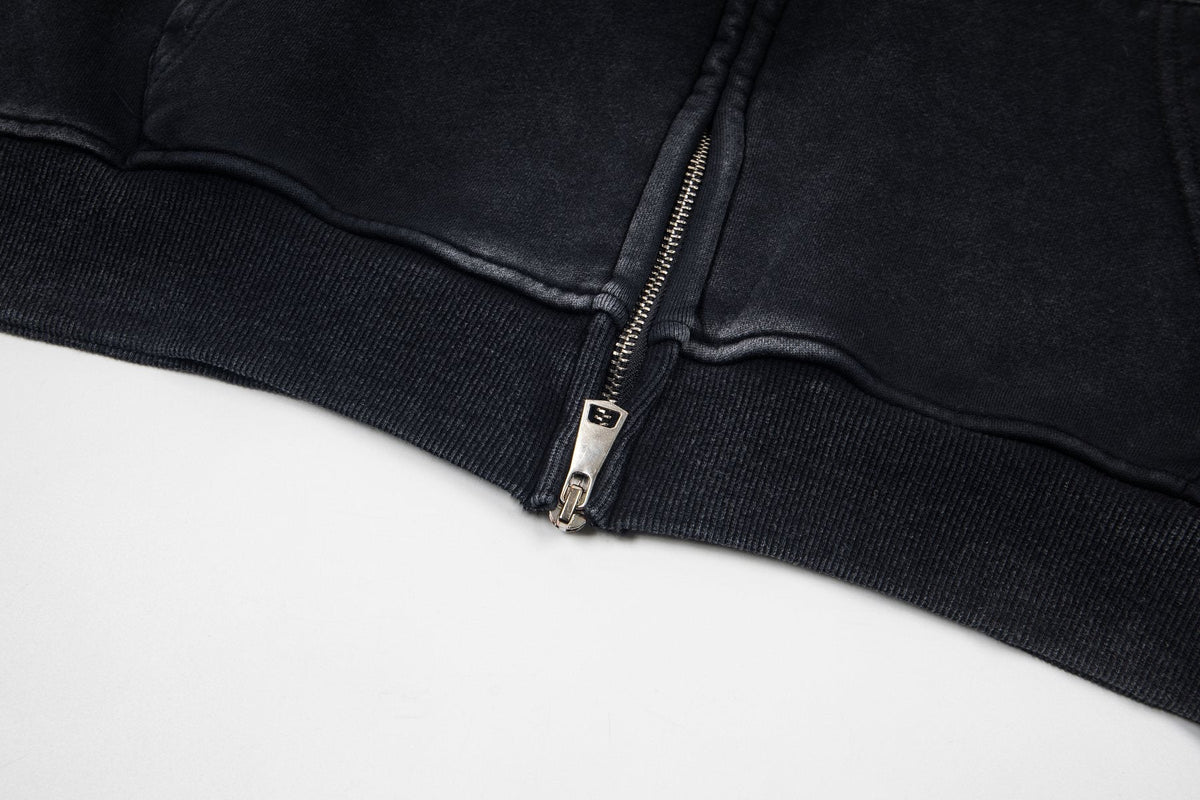 Godspeed Washed Gothic Graphic Full-Zip Hoodie ¡ª detail