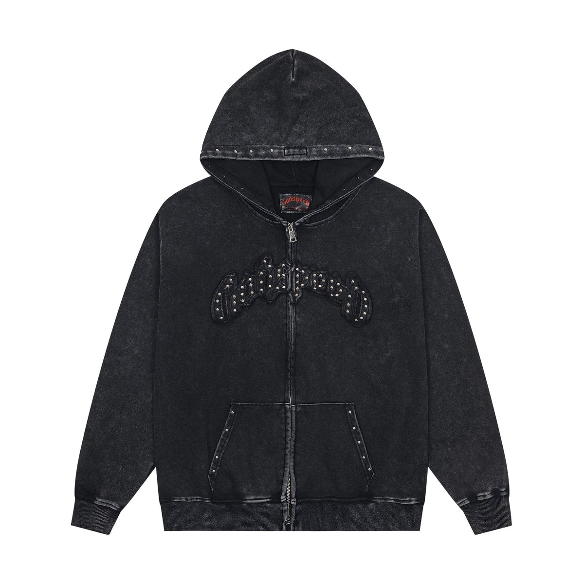 Godspeed Rhinestone-Style Zip Hoodie ¡ª front