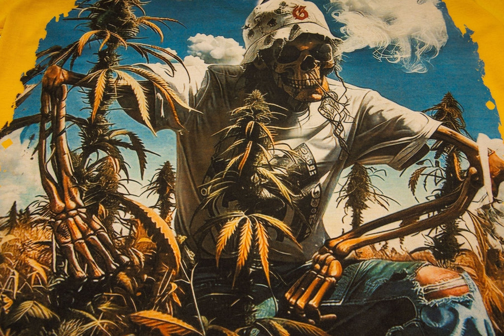 Godspeed It's Legalized Skeleton Palm Graphic T-Shirt ¡ª detail