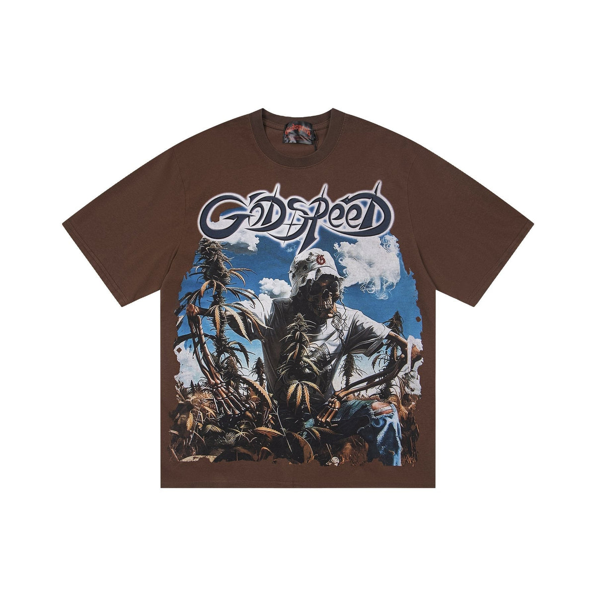 Godspeed It's Legalized Skeleton Palm Graphic T-Shirt ¡ª front