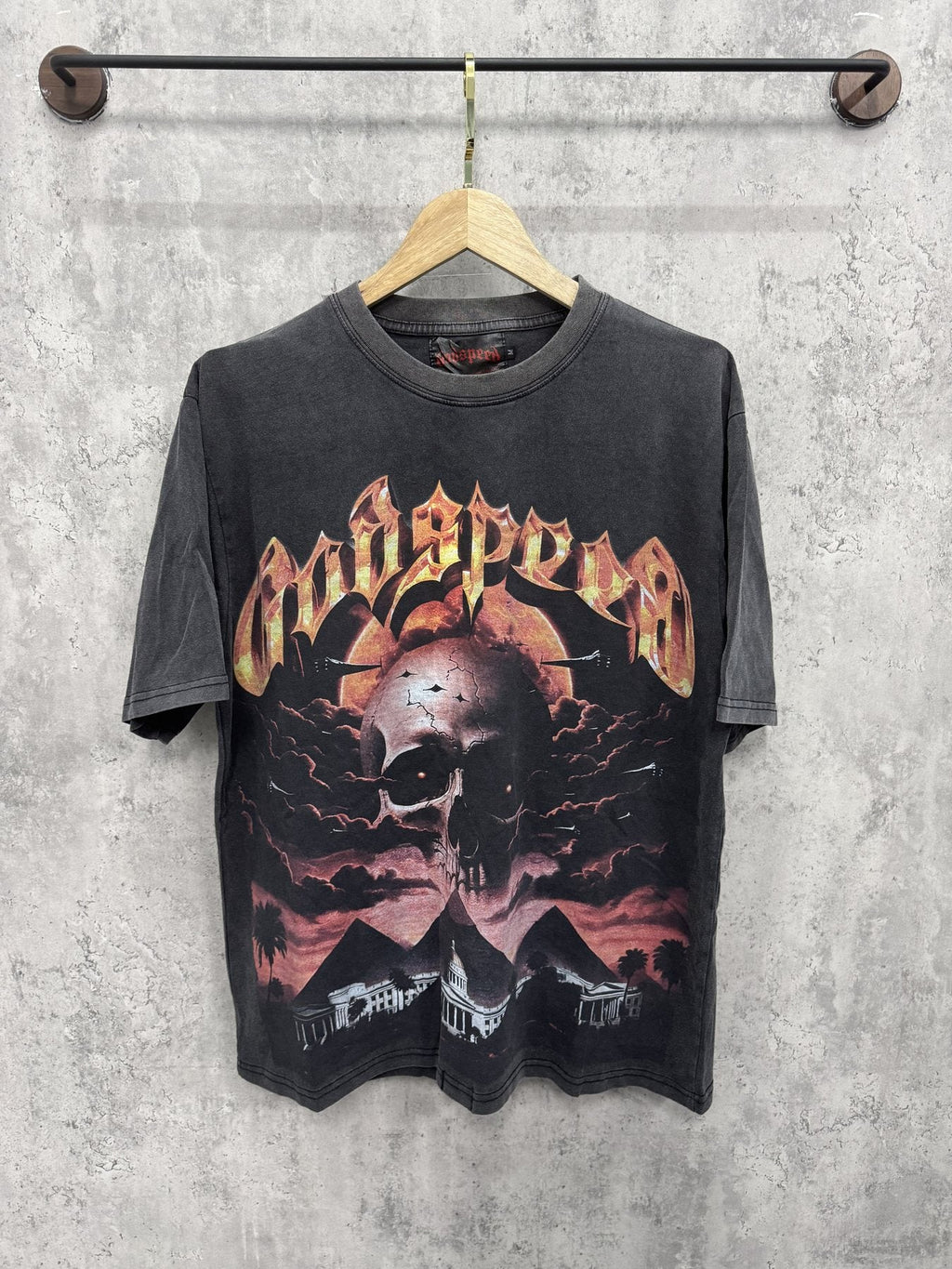 Godspeed Skull Graphic Washed T-Shirt ¡ª front