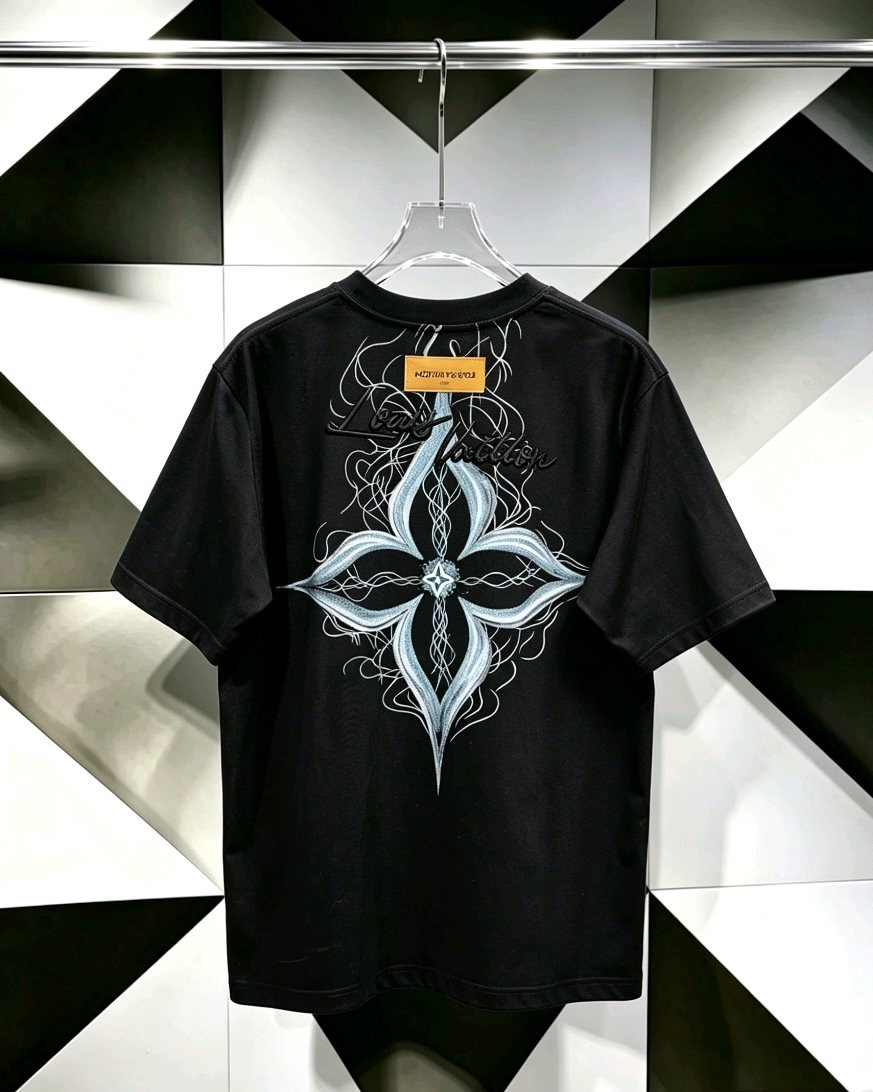 Louis Vuitton*LV Floral Embroidered Short-Sleeve T-Shirt ¡ª back