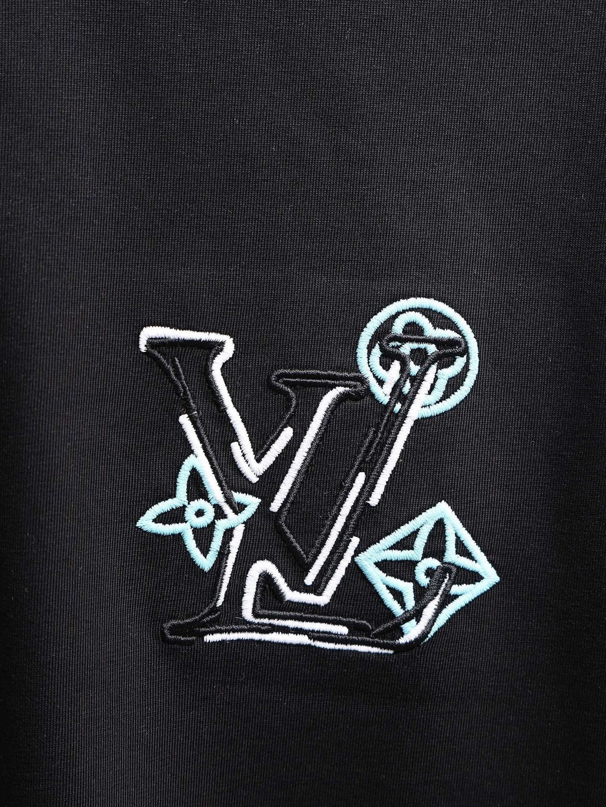 Louis Vuitton*LV Floral Embroidered Short-Sleeve T-Shirt ¡ª detail