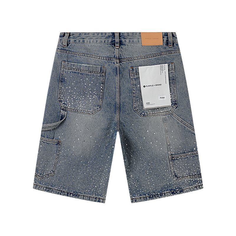 Purple Brand Rhinestone Splatter Denim Shorts ¡ª back
