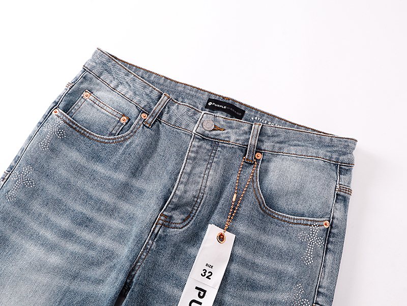 Purple Brand Light Blue Rhinestone Flared Jeans ¡ª detail