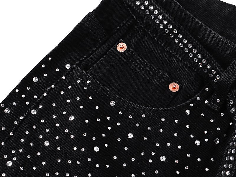 Purple Brand Rhinestone Denim Shorts ¡ª detail