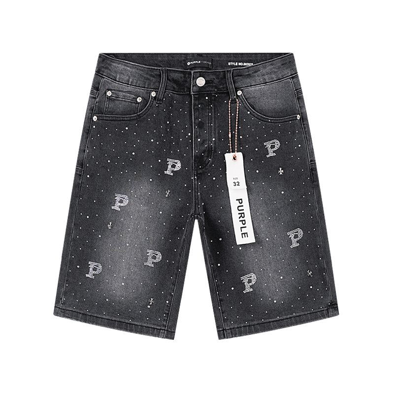 Purple Brand Rhinestone Washed Denim Shorts ¡ª hero