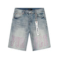 Purple Brand Light Blue Embroidered Denim Shorts ¡ª hero