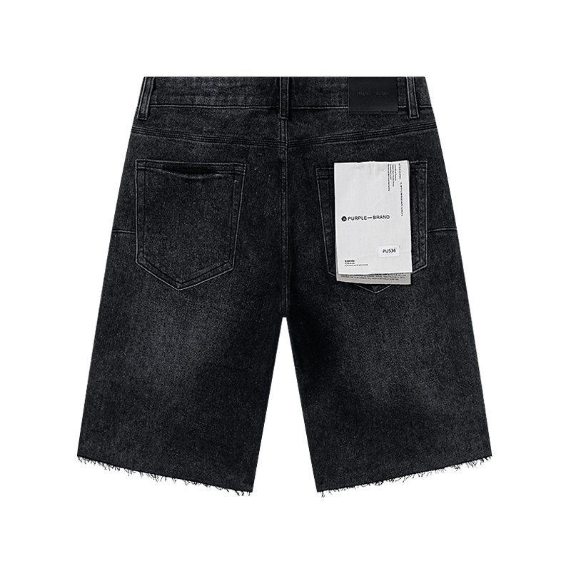 Purple Brand Black Rhinestone Graphic Denim Shorts ¡ª back