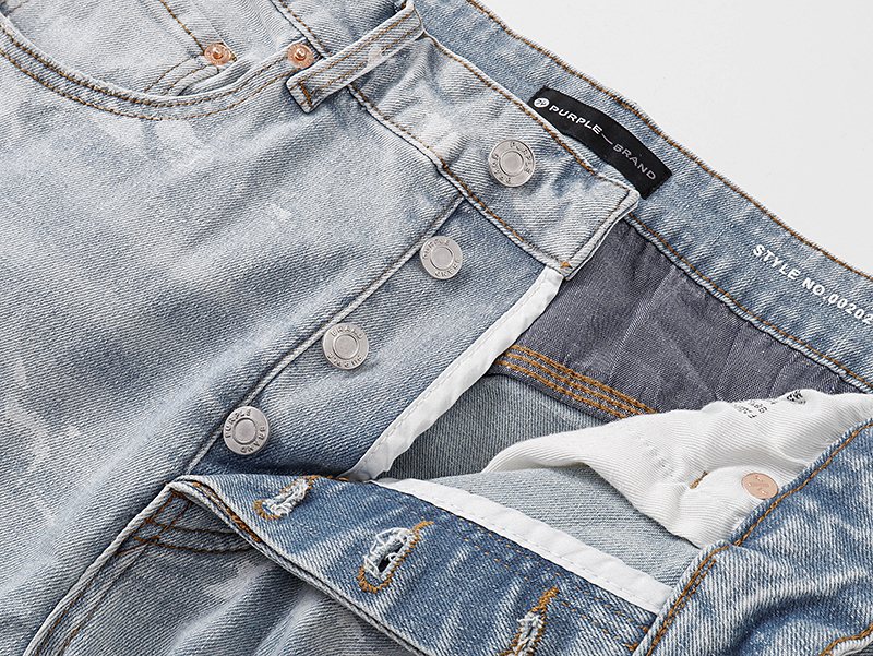 Purple Brand Light Blue Distressed Paint-Mark Jeans ¡ª detail