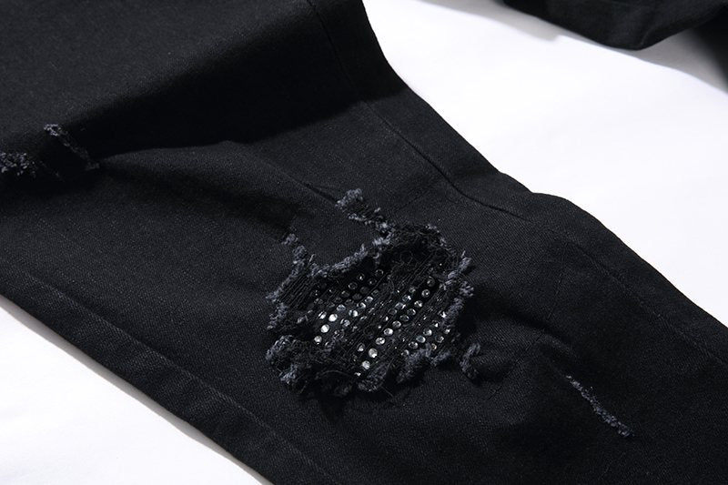 AMIRI Black Distressed Moto Panel Jeans ¡ª detail