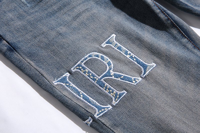 AMIRI Blue Washed Embroidered Jeans ¡ª detail