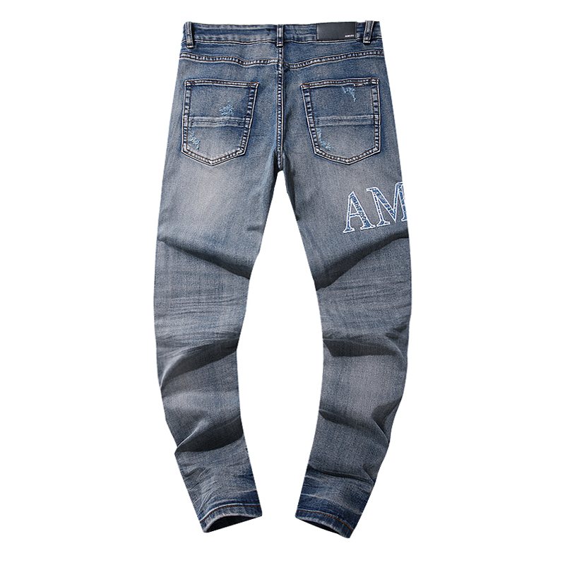 AMIRI Blue Washed Embroidered Jeans ¡ª back