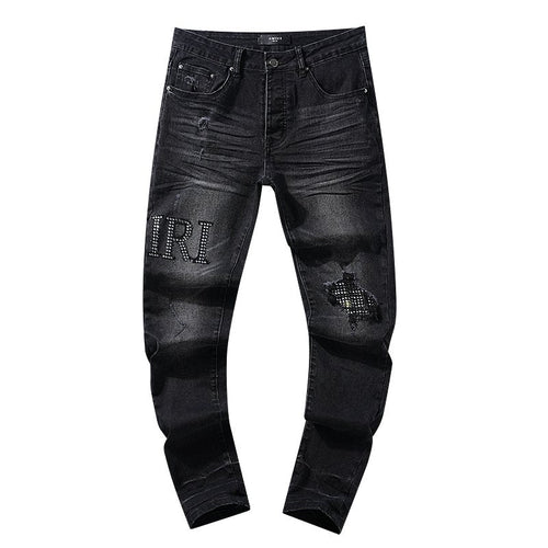 AMIRI Rhinestone Washed Denim Jeans ¡ª front