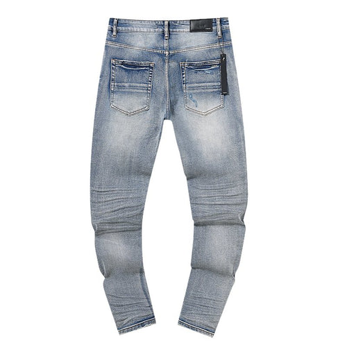 AMIRI Light Blue Distressed Ripped Knee Jeans ¡ª back